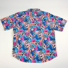 Abstract Checkered Button-Up Shirt